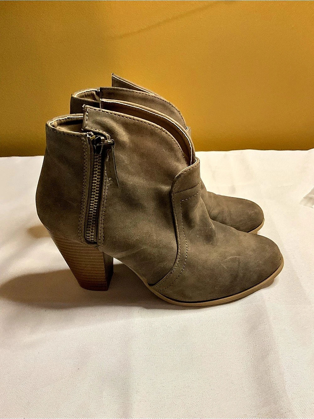 Qupid Brown Heeled Ankle Boots